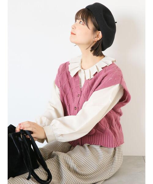 ehka sopo(エヘカソポ)の「プリーツ襟ブラウス(シャツ/ブラウス・レディース・キナリ/オフホワイト/ネイビー・F)」の6枚目の写真