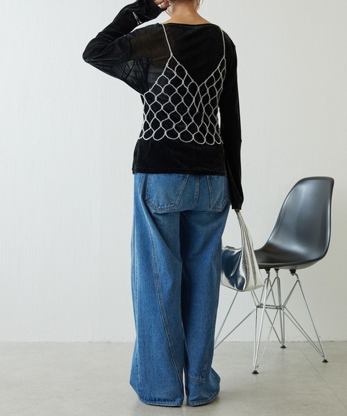 PAPILLONNER（パピヨネ）の「ビーズビスチェ（キャミソール・レディース・クリア/アイボリー・FREE）」の10枚目の写真