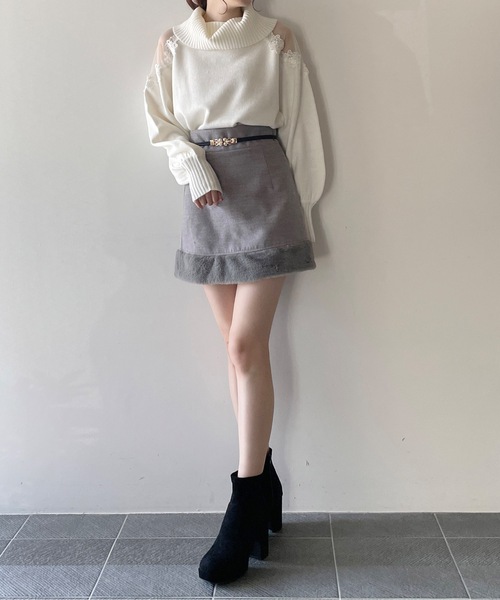 TORTE(トルテ)の「肩レースオフタートルニット(ニット/セーター・レディース・ホワイト/パープル/レッド/ブラック・FREE)」の9枚目の写真