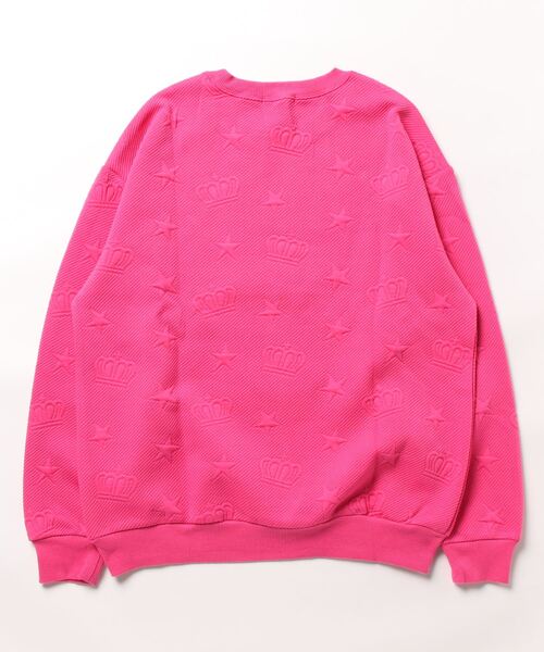 BABYDOLL(ベビードール)の「親子お揃い エンボス 総柄 トレーナー 8883A(スウェット・レディース・ブラック/ピンク・M/XL/L/S)」の3枚目の写真