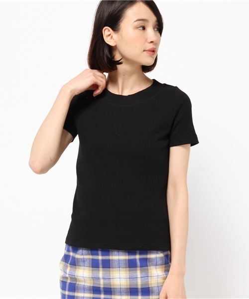 mystic（ミスティック）の「テレコクルーネック半袖プルオーバー（Tシャツ/カットソー・レディース・オフホワイト/アイボリー/グレー/ブラック・ﾌﾘ-）」の3枚目の写真