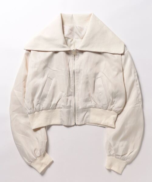 ULEULA（ウルア）の「ビック襟スタンドショートブルゾン（ブルゾン・レディース・ブラック/アイボリー/カーキ・FREE）」の4枚目の写真