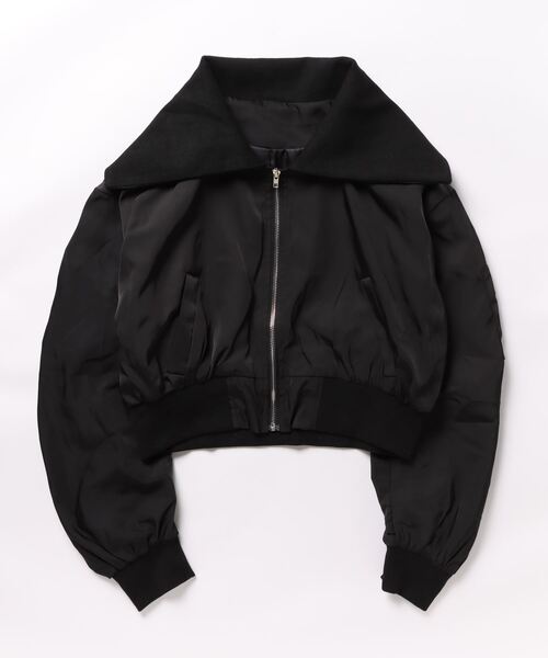 ULEULA（ウルア）の「ビック襟スタンドショートブルゾン（ブルゾン・レディース・ブラック/アイボリー/カーキ・FREE）」の5枚目の写真