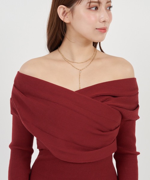 ROYAL PARTY(ロイヤルパーティー)の「タックカシュクール長袖タイトワンピース(ワンピース・レディース・ボルドー/ブルー/ブラック/モカ・FREE)」の15枚目の写真