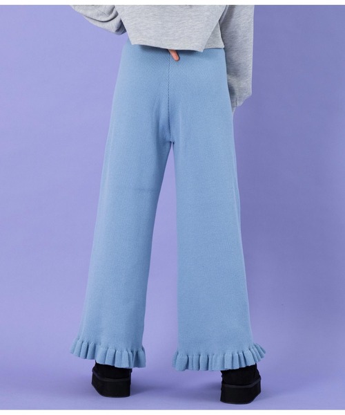 ANAP GiRL(アナップガール)の「裾フリルニットワイドパンツ(その他パンツ・キッズ・サックスブルー/グレー・S/M/XS)」の11枚目の写真