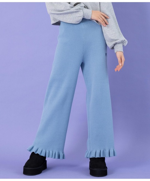 ANAP GiRL(アナップガール)の「裾フリルニットワイドパンツ(その他パンツ・キッズ・サックスブルー/グレー・S/M/XS)」の9枚目の写真