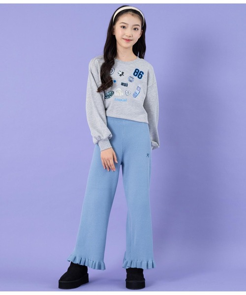ANAP GiRL(アナップガール)の「裾フリルニットワイドパンツ(その他パンツ・キッズ・サックスブルー/グレー・S/M/XS)」の15枚目の写真