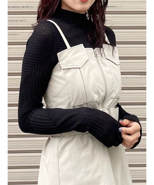 MURUA（ムルーア）の「ランダムパターンシアーニット（ニット/セーター・レディース・ホワイト/ブラック/イエロー/ピンク/ライトブルー・FREE）」の2枚目の写真