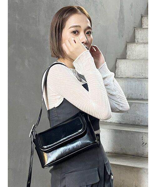 MURUA（ムルーア）の「ランダムパターンシアーニット（ニット/セーター・レディース・ホワイト/ブラック/イエロー/ピンク/ライトブルー・FREE）」の6枚目の写真