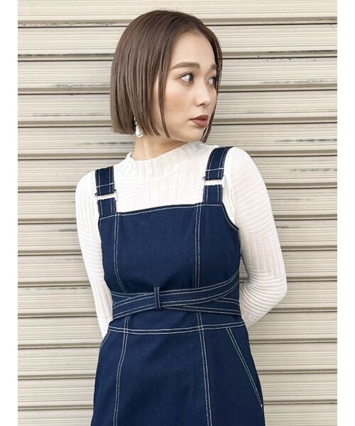 MURUA（ムルーア）の「ランダムパターンシアーニット（ニット/セーター・レディース・ホワイト/ブラック/イエロー/ピンク/ライトブルー・FREE）」の8枚目の写真