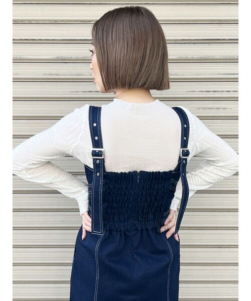 MURUA（ムルーア）の「ランダムパターンシアーニット（ニット/セーター・レディース・ホワイト/ブラック/イエロー/ピンク/ライトブルー・FREE）」の9枚目の写真