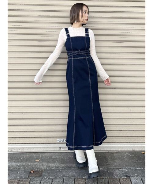 MURUA（ムルーア）の「ランダムパターンシアーニット（ニット/セーター・レディース・ホワイト/ブラック/イエロー/ピンク/ライトブルー・FREE）」の10枚目の写真