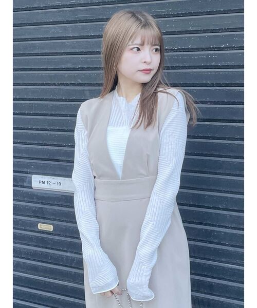 MURUA（ムルーア）の「ランダムパターンシアーニット（ニット/セーター・レディース・ホワイト/ブラック/イエロー/ピンク/ライトブルー・FREE）」の11枚目の写真