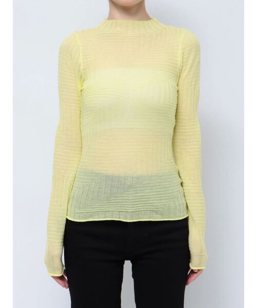 MURUA（ムルーア）の「ランダムパターンシアーニット（ニット/セーター・レディース・ホワイト/ブラック/イエロー/ピンク/ライトブルー・FREE）」の22枚目の写真