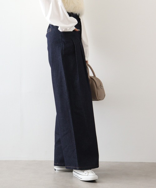 ＆soiree（アンドソワレ）の「&soiree リジッドタックワイドデニムパンツ（デニムパンツ・レディース・ブラック/インディゴブルー・FREE）」の16枚目の写真