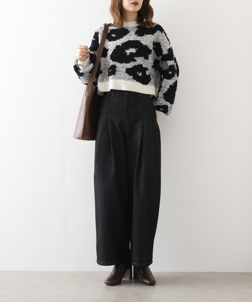＆soiree（アンドソワレ）の「&soiree リジッドタックワイドデニムパンツ（デニムパンツ・レディース・ブラック/インディゴブルー・FREE）」の13枚目の写真