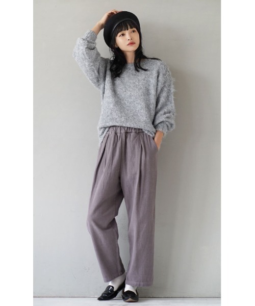 e-zakkamania stores(イーザッカマニアストアーズ)の「ビグメントツイル フロントタック イージーパンツ(その他パンツ・レディース・キャメル/コーラル/ダークラベンダー・フリー)」の4枚目の写真