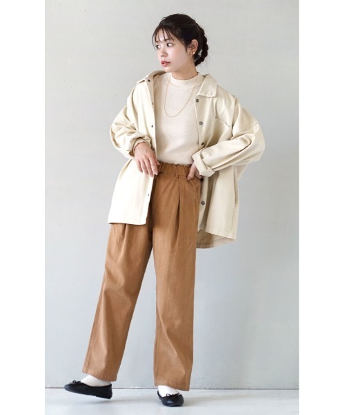 e-zakkamania stores(イーザッカマニアストアーズ)の「ビグメントツイル フロントタック イージーパンツ(その他パンツ・レディース・キャメル/コーラル/ダークラベンダー・フリー)」の6枚目の写真