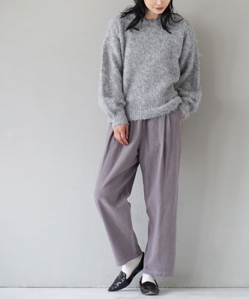 e-zakkamania stores(イーザッカマニアストアーズ)の「ビグメントツイル フロントタック イージーパンツ(その他パンツ・レディース・キャメル/コーラル/ダークラベンダー・フリー)」の5枚目の写真