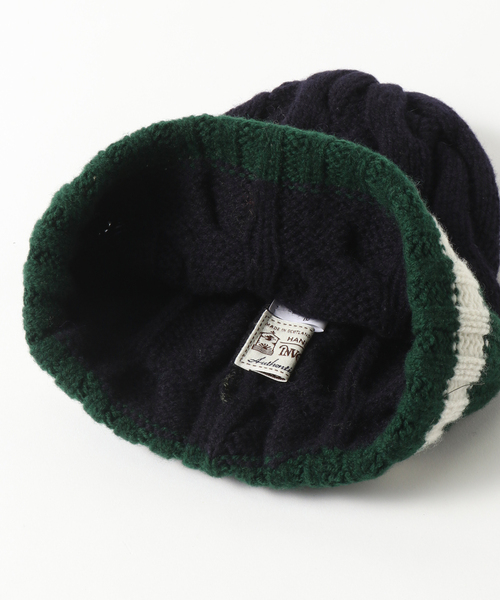 INVERALLAN(インバーアラン)の「【INVERALLAN / インバーアラン】CRICKET STRIPE CABLE HAT(ニットキャップ/ビーニー・メンズ・ネイビー/チャコールグレー・FREE)」の4枚目の写真