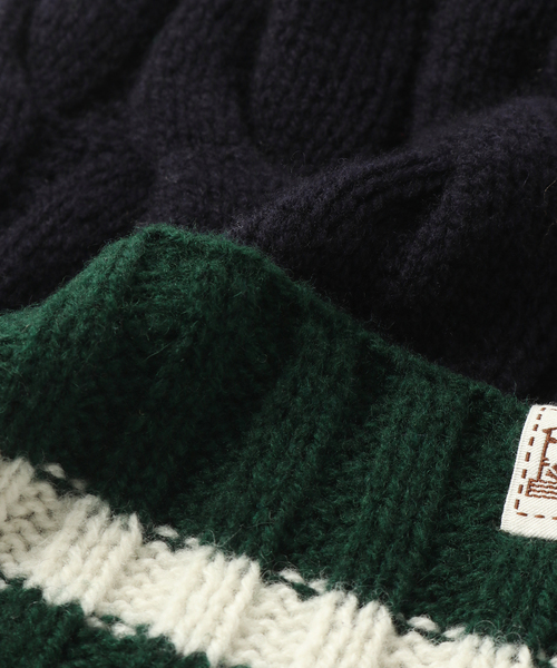 INVERALLAN(インバーアラン)の「【INVERALLAN / インバーアラン】CRICKET STRIPE CABLE HAT(ニットキャップ/ビーニー・メンズ・ネイビー/チャコールグレー・FREE)」の9枚目の写真