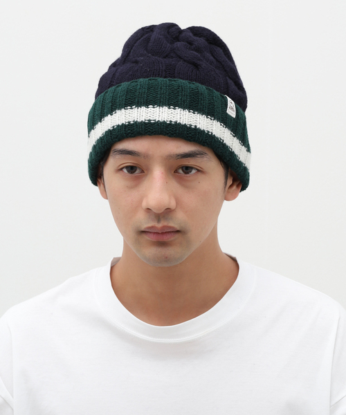 INVERALLAN(インバーアラン)の「【INVERALLAN / インバーアラン】CRICKET STRIPE CABLE HAT(ニットキャップ/ビーニー・メンズ・ネイビー/チャコールグレー・FREE)」の10枚目の写真