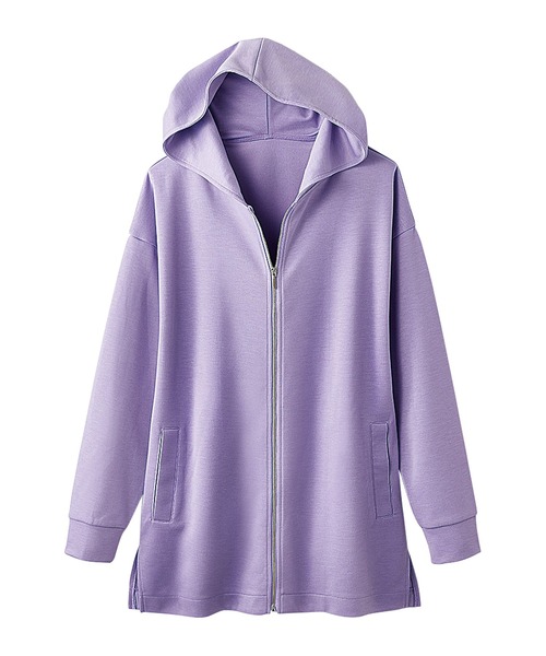 セール】フードデザインとろみ素材ジップパーカー（パーカー