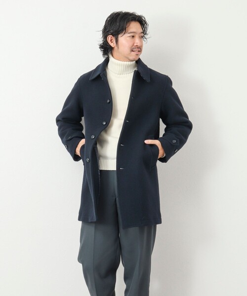 NOLLEY'S goodman（ノーリーズグッドマン）の「《ビジカジ対応》Super100 メルトン中綿ステンカラーコート（ステンカラーコート・メンズ・ダークネイビー/ブラック・L/M/S/XL）」の4枚目の写真