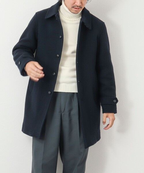 NOLLEY'S goodman（ノーリーズグッドマン）の「《ビジカジ対応》Super100 メルトン中綿ステンカラーコート（ステンカラーコート・メンズ・ダークネイビー/ブラック・L/M/S/XL）」の7枚目の写真