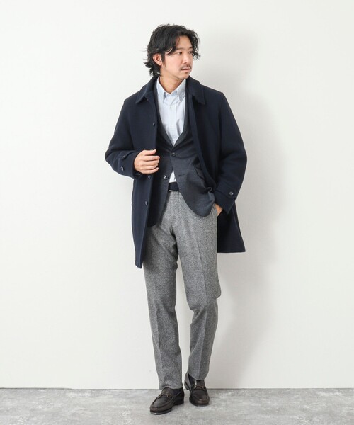 NOLLEY'S goodman（ノーリーズグッドマン）の「《ビジカジ対応》Super100 メルトン中綿ステンカラーコート（ステンカラーコート・メンズ・ダークネイビー/ブラック・L/M/S/XL）」の11枚目の写真