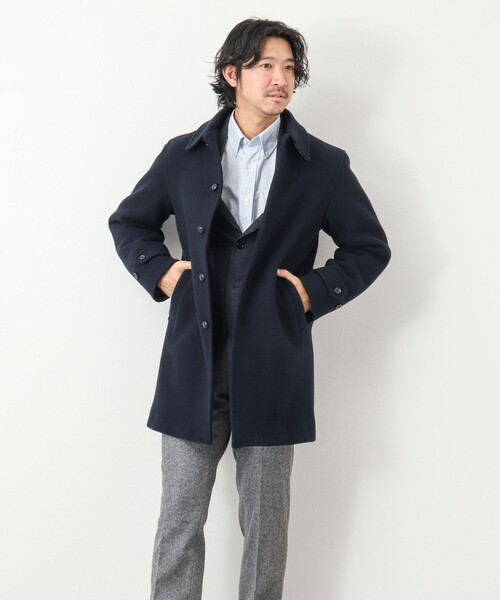 NOLLEY'S goodman（ノーリーズグッドマン）の「《ビジカジ対応》Super100 メルトン中綿ステンカラーコート（ステンカラーコート・メンズ・ダークネイビー/ブラック・L/M/S/XL）」の13枚目の写真