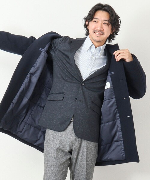 NOLLEY'S goodman（ノーリーズグッドマン）の「《ビジカジ対応》Super100 メルトン中綿ステンカラーコート（ステンカラーコート・メンズ・ダークネイビー/ブラック・L/M/S/XL）」の16枚目の写真