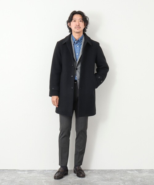 NOLLEY'S goodman（ノーリーズグッドマン）の「《ビジカジ対応》Super100 メルトン中綿ステンカラーコート（ステンカラーコート・メンズ・ダークネイビー/ブラック・L/M/S/XL）」の19枚目の写真