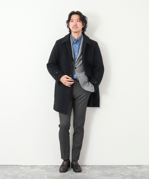 NOLLEY'S goodman（ノーリーズグッドマン）の「《ビジカジ対応》Super100 メルトン中綿ステンカラーコート（ステンカラーコート・メンズ・ダークネイビー/ブラック・L/M/S/XL）」の20枚目の写真