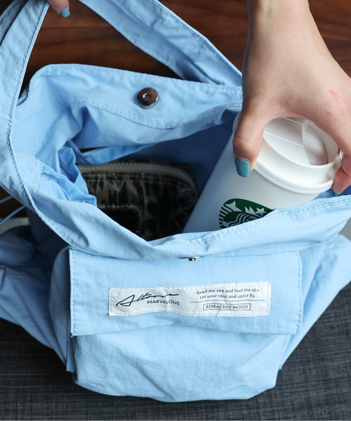 sakishimatokyo(サキシマトーキョー)の「<撥水加工つき>【軽量】ドロストトートバッグ/バック/BAG(トートバッグ・レディース・ブラック/アイボリー/グレー/ブルー・FREE)」の10枚目の写真