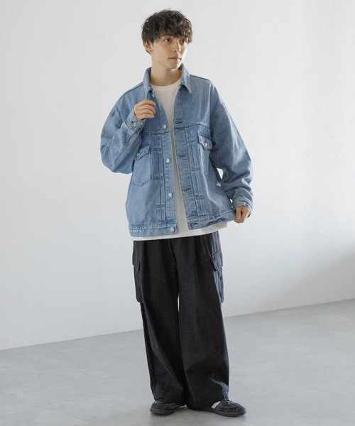 RAGEBLUE(レイジブルー)の「ワンポイント刺繍/ビッグデニムジャケット(デニムジャケット・メンズ・グレー/ブルー・MEDIUM/LARGE)」の12枚目の写真