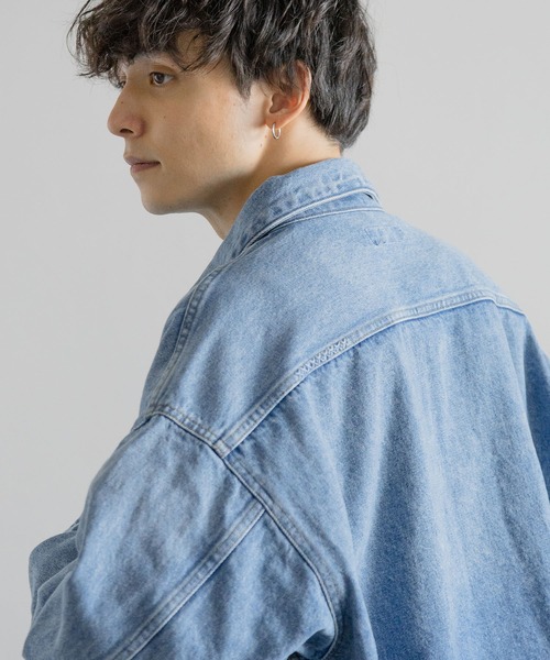 RAGEBLUE(レイジブルー)の「ワンポイント刺繍/ビッグデニムジャケット(デニムジャケット・メンズ・グレー/ブルー・MEDIUM/LARGE)」の11枚目の写真