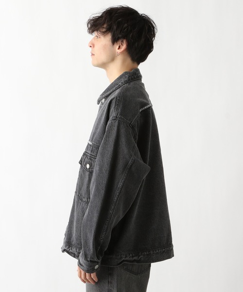 RAGEBLUE(レイジブルー)の「ワンポイント刺繍/ビッグデニムジャケット(デニムジャケット・メンズ・グレー/ブルー・MEDIUM/LARGE)」の13枚目の写真