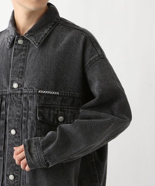 RAGEBLUE(レイジブルー)の「ワンポイント刺繍/ビッグデニムジャケット(デニムジャケット・メンズ・グレー/ブルー・MEDIUM/LARGE)」の18枚目の写真