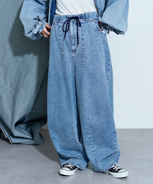 CONES BOSS（コーンズボス）の「【ユニセックス】【CONESBOSS/コーンズボス】ワイドカーブデニムパンツ（デニムパンツ・レディース・ホワイト/グレー/サックスブルー・SMALL/MEDIUM/LARGE）」の21枚目の写真