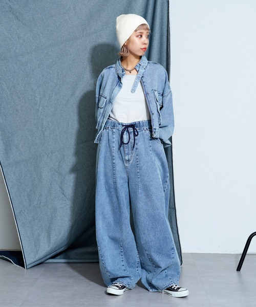 CONES BOSS（コーンズボス）の「【ユニセックス】【CONESBOSS/コーンズボス】ワイドカーブデニムパンツ（デニムパンツ・レディース・ホワイト/グレー/サックスブルー・SMALL/MEDIUM/LARGE）」の7枚目の写真