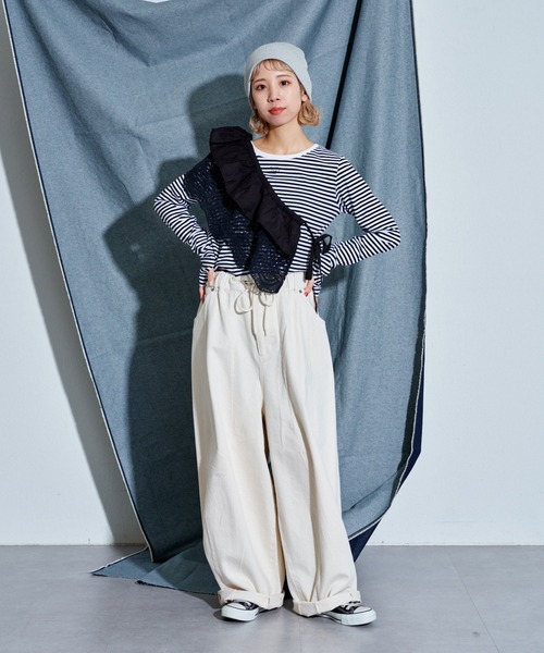 CONES BOSS（コーンズボス）の「【ユニセックス】【CONESBOSS/コーンズボス】ワイドカーブデニムパンツ（デニムパンツ・レディース・ホワイト/グレー/サックスブルー・SMALL/MEDIUM/LARGE）」の12枚目の写真