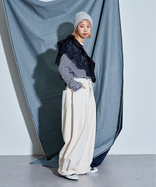 CONES BOSS（コーンズボス）の「【ユニセックス】【CONESBOSS/コーンズボス】ワイドカーブデニムパンツ（デニムパンツ・レディース・ホワイト/グレー/サックスブルー・SMALL/MEDIUM/LARGE）」の13枚目の写真