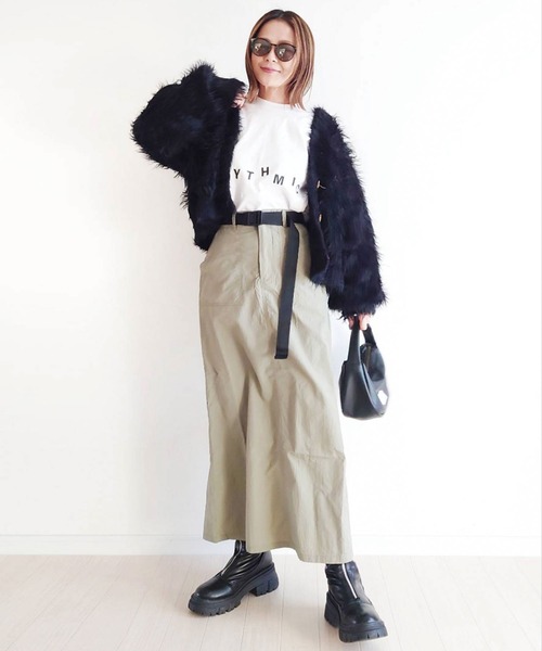 CORNERS(コーナーズ)の「【CORNERS by yui】ベルト付きベイカーナロースカート(スカート・レディース・カーキ/ブラック/オフホワイト/ピンク・M/L)」の8枚目の写真