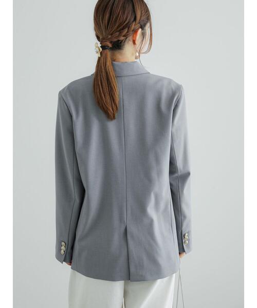 Te chichi(テチチ)の「ダブルテーラードジャケット(セットアップ可)(ノーカラージャケット・レディース・ネイビー/グレー・F)」の3枚目の写真
