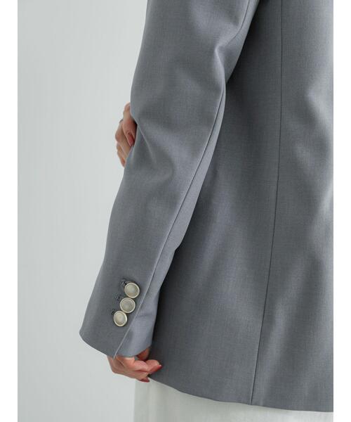 Te chichi(テチチ)の「ダブルテーラードジャケット(セットアップ可)(ノーカラージャケット・レディース・ネイビー/グレー・F)」の7枚目の写真