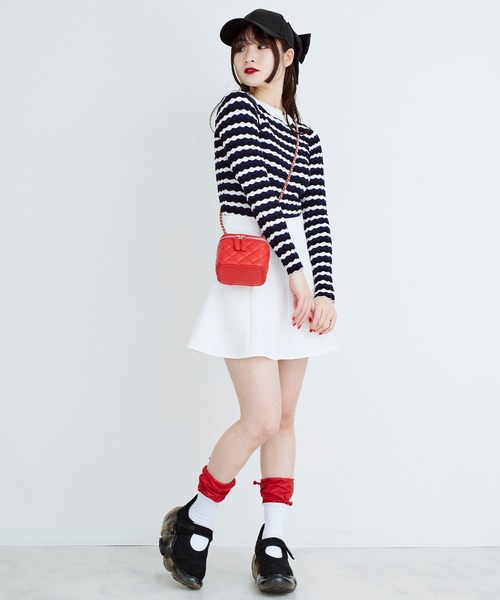 Narcissus（ナルシス）の「ボーダーカラーニットトップス（ニット/セーター・レディース・ネイビー/レッド・FREE）」の3枚目の写真