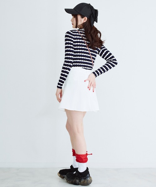Narcissus（ナルシス）の「ボーダーカラーニットトップス（ニット/セーター・レディース・ネイビー/レッド・FREE）」の4枚目の写真