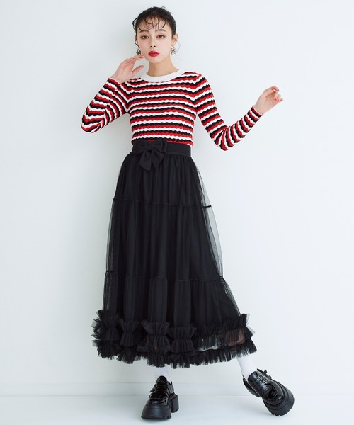 Narcissus（ナルシス）の「ボーダーカラーニットトップス（ニット/セーター・レディース・ネイビー/レッド・FREE）」の11枚目の写真