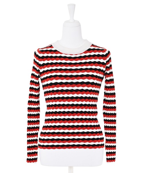 Narcissus（ナルシス）の「ボーダーカラーニットトップス（ニット/セーター・レディース・ネイビー/レッド・FREE）」の8枚目の写真